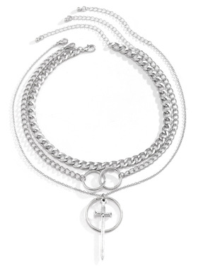 欧美跨境小众剑形夸张流苏项链女