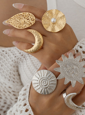 欧美跨境设计感ins风金属太阳花