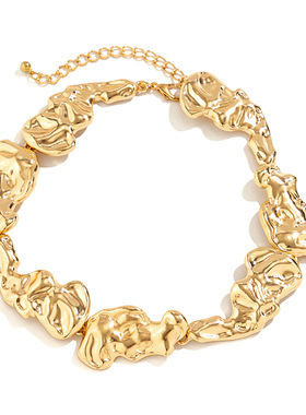 欧美跨境饰品 时尚液态褶皱不规则项圈choker 小众金属熔岩项链女