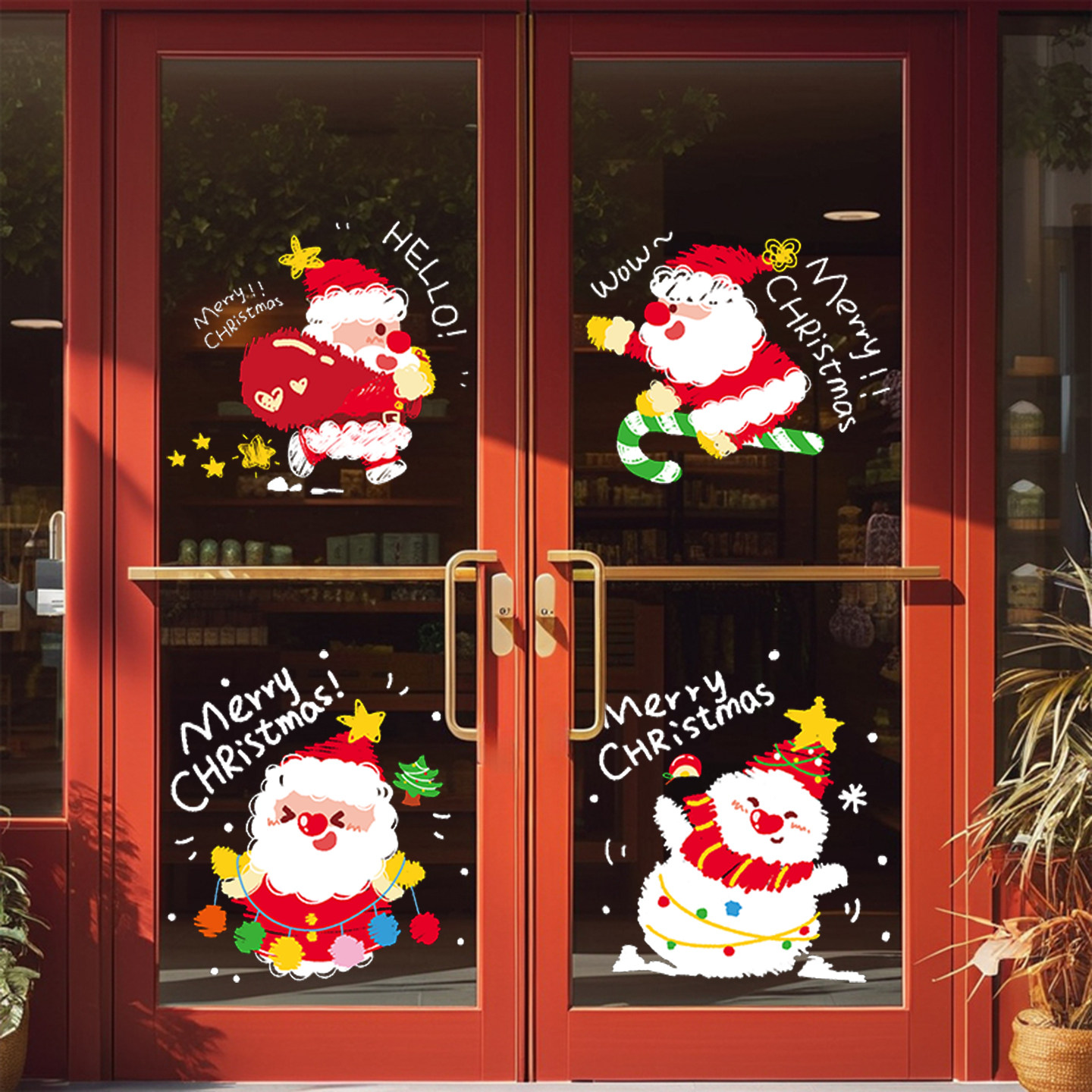 圣诞节装饰玻璃贴纸商场店铺2026新年酒店场景布置静电贴氛围窗花,淘宝优惠券,粉丝福利购,淘宝优惠卷