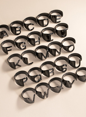 情侣对戒ring字母开口不锈钢钛钢