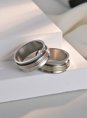 转动钛钢不锈钢钛钢手饰超宽不