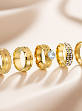 情侣套装戒指不锈钢磨砂欧美钛