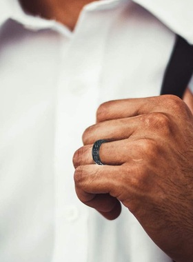 套装大号13号指环欧美男士钛钢黑