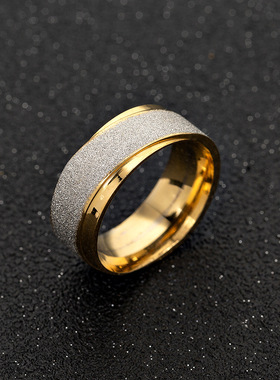 磨砂男士钛钢指环戒指ring时尚首