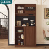 Solid wood sideboard with integrated storage cabinet against the wall