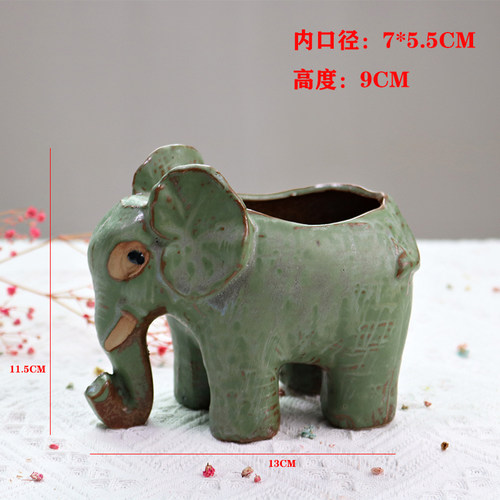 窑变多肉花盆复古做旧卡通可爱创意个性拇指控型小号乌龟陶瓷K釉 - 图1