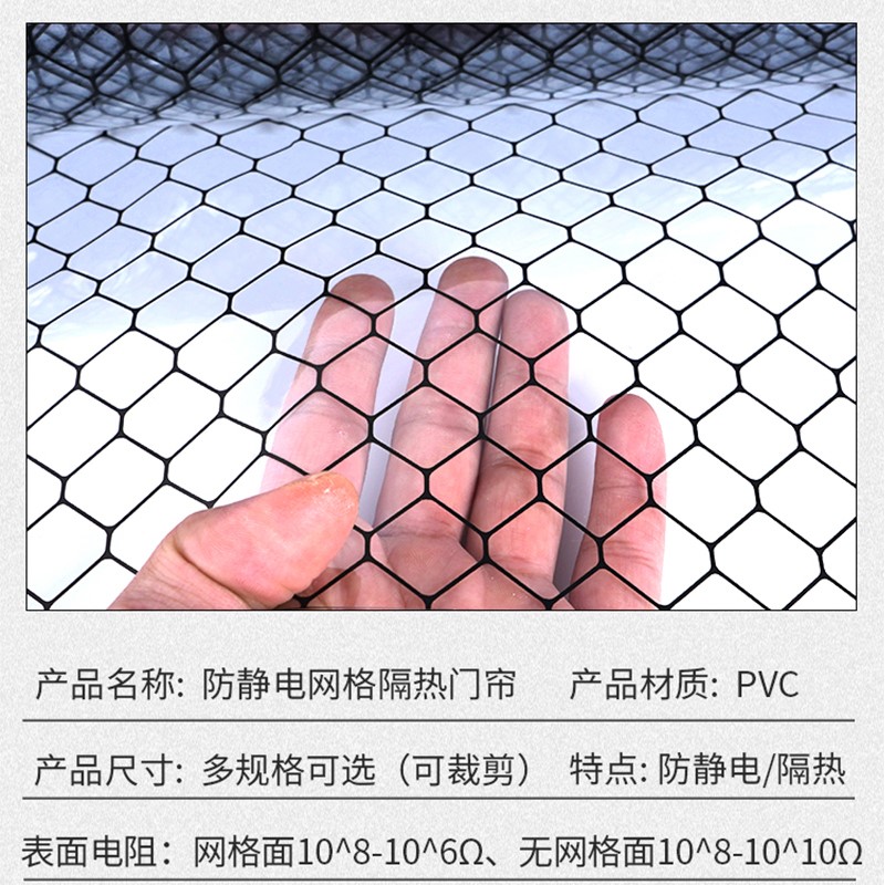 适用PVC防静电网格帘黑色透明黄色环保阻燃隔断无尘室电子厂窗帘 - 图1