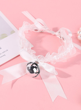 学妹 蕾丝铃铛项圈女小狗牵引绳choker链条颈带链子脖圈宫铃锁骨