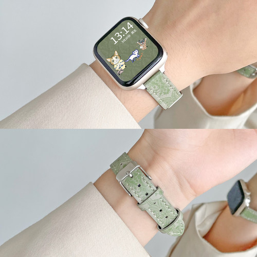 适用苹果iwatch10/9/8手表带高级applewatch九十表带s11s10s9s8s7s6夏天小众新品applewtch表带se真皮男女款 - 图0