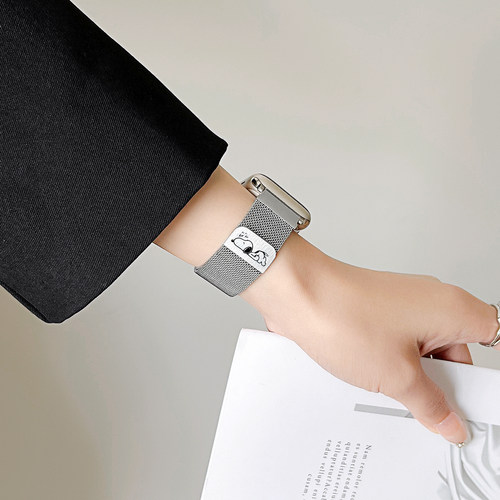 适用applewatchs10表带金属米兰尼斯磁吸iwatchs10秋冬s11系列手表带s9苹果手表s8创意s7可爱图案se新款6手链 - 图1