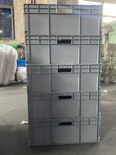 加厚塑料箱8633物流箱灰色带盖800×600×340可打孔仓库实拍图 - 图2
