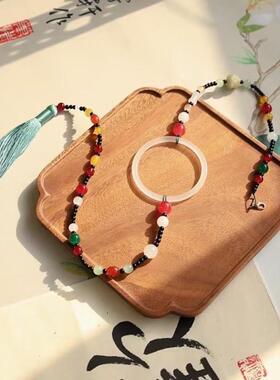 :汉服胸前吊坠古风宫廷配饰日常复古项链莲花软璎珞长款背云颈饰