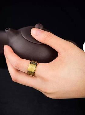 龙华手工饰品十二生肖可旋转戒指潮男钛钢招财指环本命佛龙年刻字