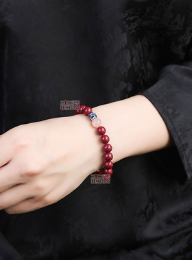 白露同款天然朱砂太阳石净心莲花手链荷花紫金砂手串红帝王晶体砂