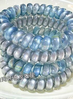 新款夏季梦幻极光之恋电话线发圈高弹力女无痕发绳头绳带手腕皮套
