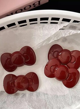 日系甜美少女风红色大号蝴蝶结发夹高颜值百搭女孩侧边夹饰品夹子