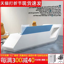Office Front Desk Desk Custom Fashion Roast Lacquer Front Office Hotel Service Profiled Reception Desk Irregular Cashier Desk Bar
