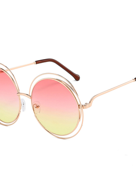 复古圆形双圈设计太阳眼镜男女