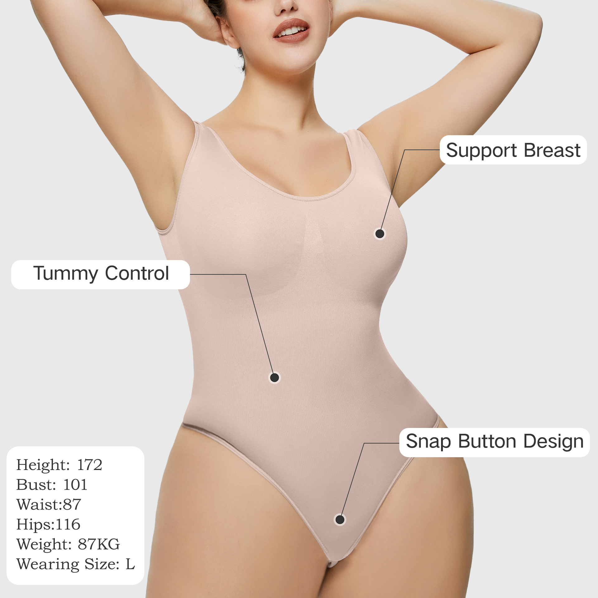 Tight waist and seamless slimming suit all in one 无缝连体衣 - 图0