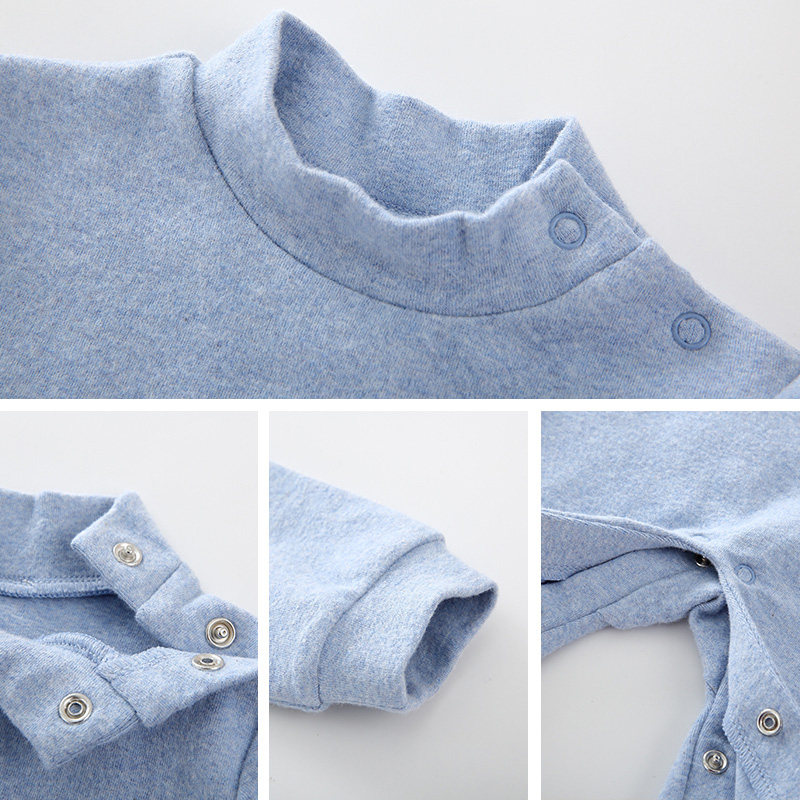 婴儿半高领舒绒棉套头秋冬季内衣 心上宝连身衣/爬服/哈衣