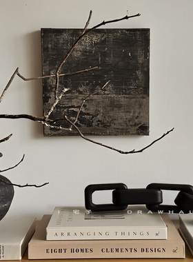 侘寂风黑色美学木质几何套环摆件