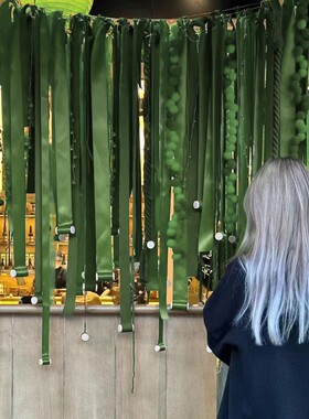 创意彩色丝带木棒卷轴吊饰幼儿园美工色彩理解区空间布置挂饰材料