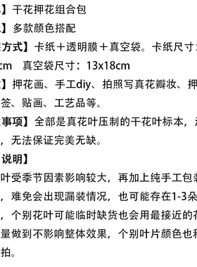 押花diy材料包真干花朵瓣树叶化妆儿童手工制作标本书签台灯相框