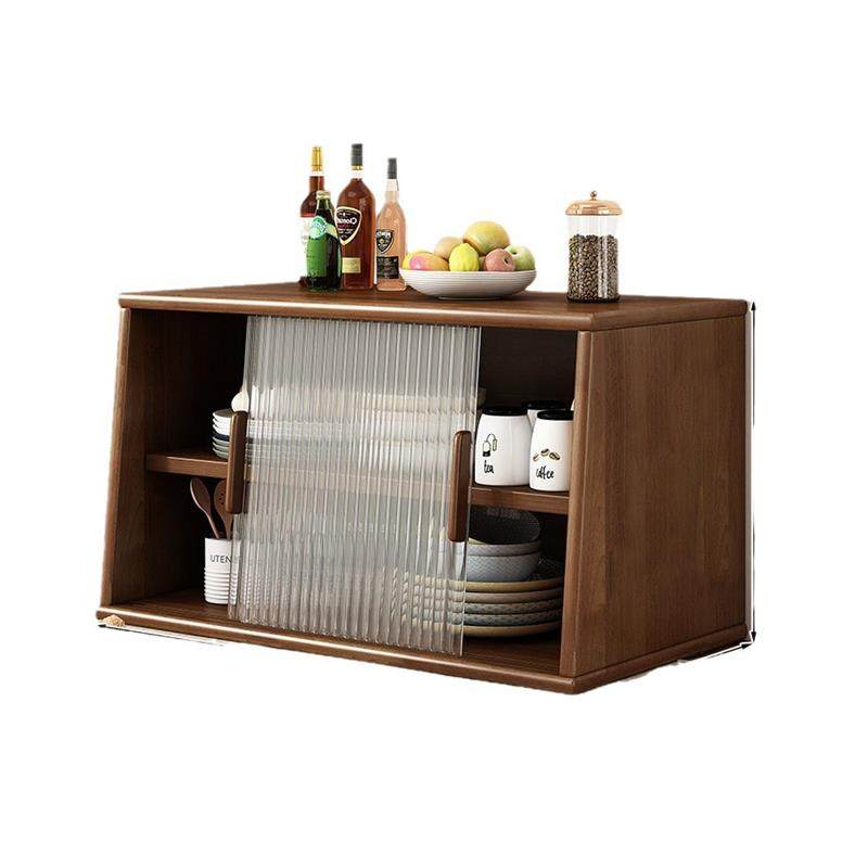 日式实木餐边柜台面收纳柜玻璃门厨房防尘柜子咖啡置物柜桌面杯架,淘宝优惠券,粉丝福利购,淘宝优惠卷