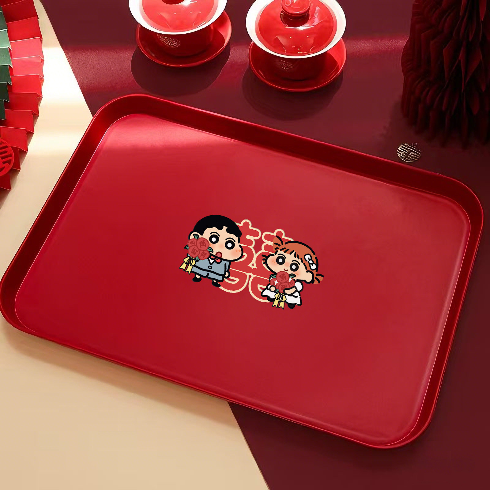 敬茶婚庆用品大全托盘红色喜盘子订婚备婚结婚专用果盘婚礼喜糖盘,淘宝优惠券,粉丝福利购,淘宝优惠卷