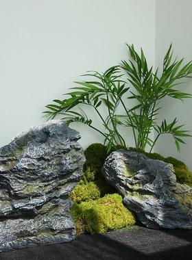 假山鱼缸水景摆件玻璃钢道具石头造景装软室内装饰仿真庭院雕塑