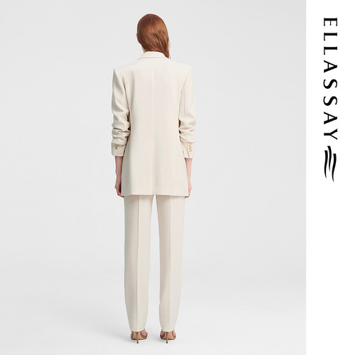 ELLASSAY歌力思秋季新款三醋酸双排扣职场西装女EWE343T01900 - 图1