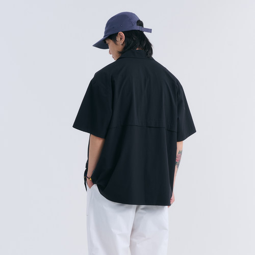 NUMBERSALT盐号2025夏季日系复古素色宽松休闲男工装防晒速干衬衫 - 图0