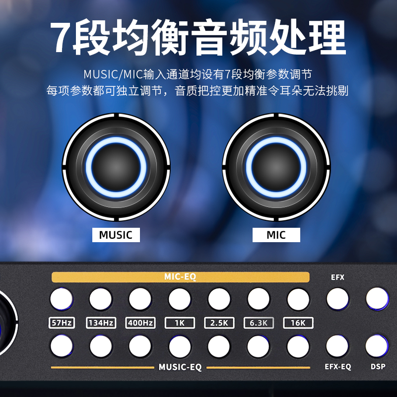 ibanana 数字混响前级效果器专业家庭家用KTV卡拉OK户外舞台唱歌麦克风防啸叫反馈抑制器均衡音频处理器X5 - 图2