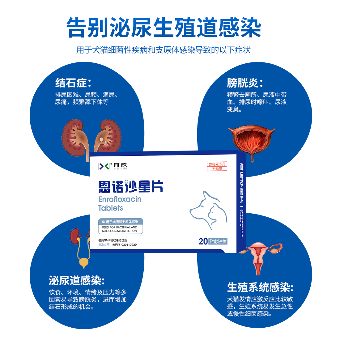 宠物恩诺沙星片猫咪尿血尿闭尿路感染利尿通狗狗泌尿系统药消炎药-图1