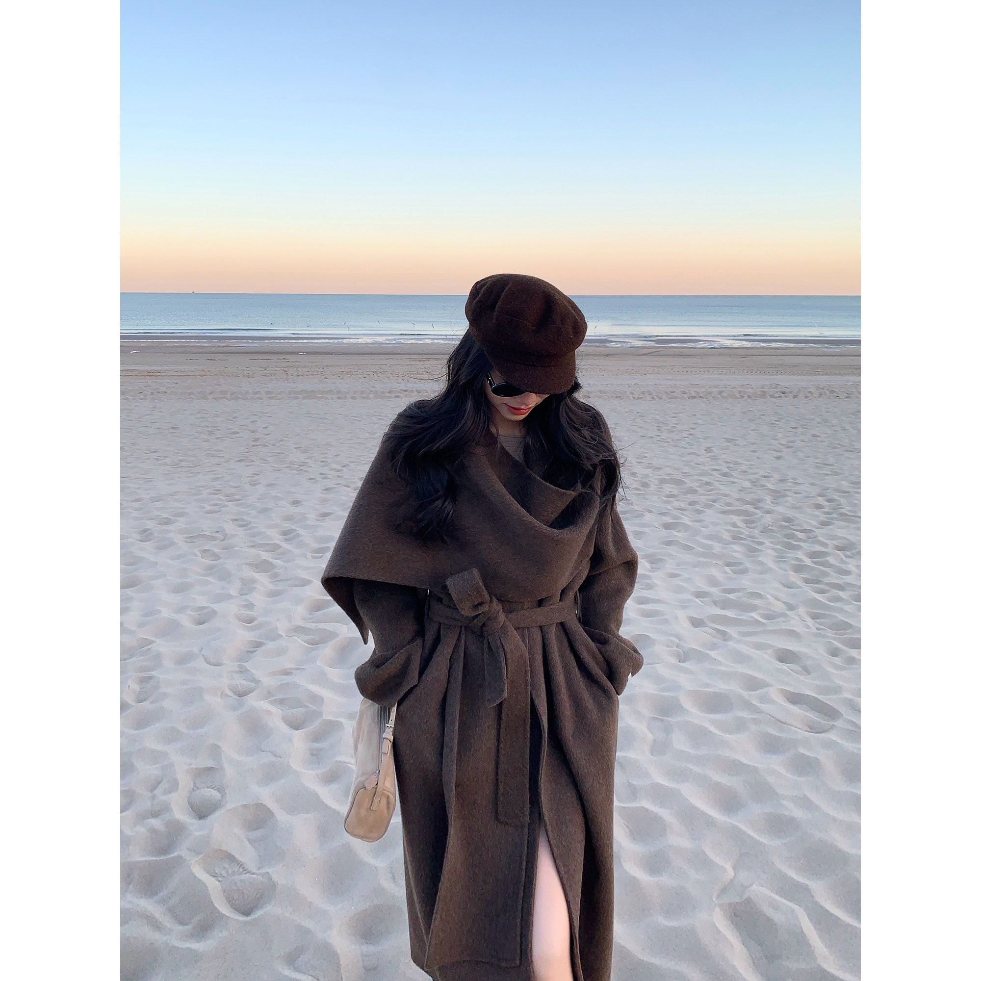 pusumede 暖糯冬日 100%羊毛围巾领大衣女高级感双面呢中长款外套,淘宝优惠券,粉丝福利购,淘宝优惠卷