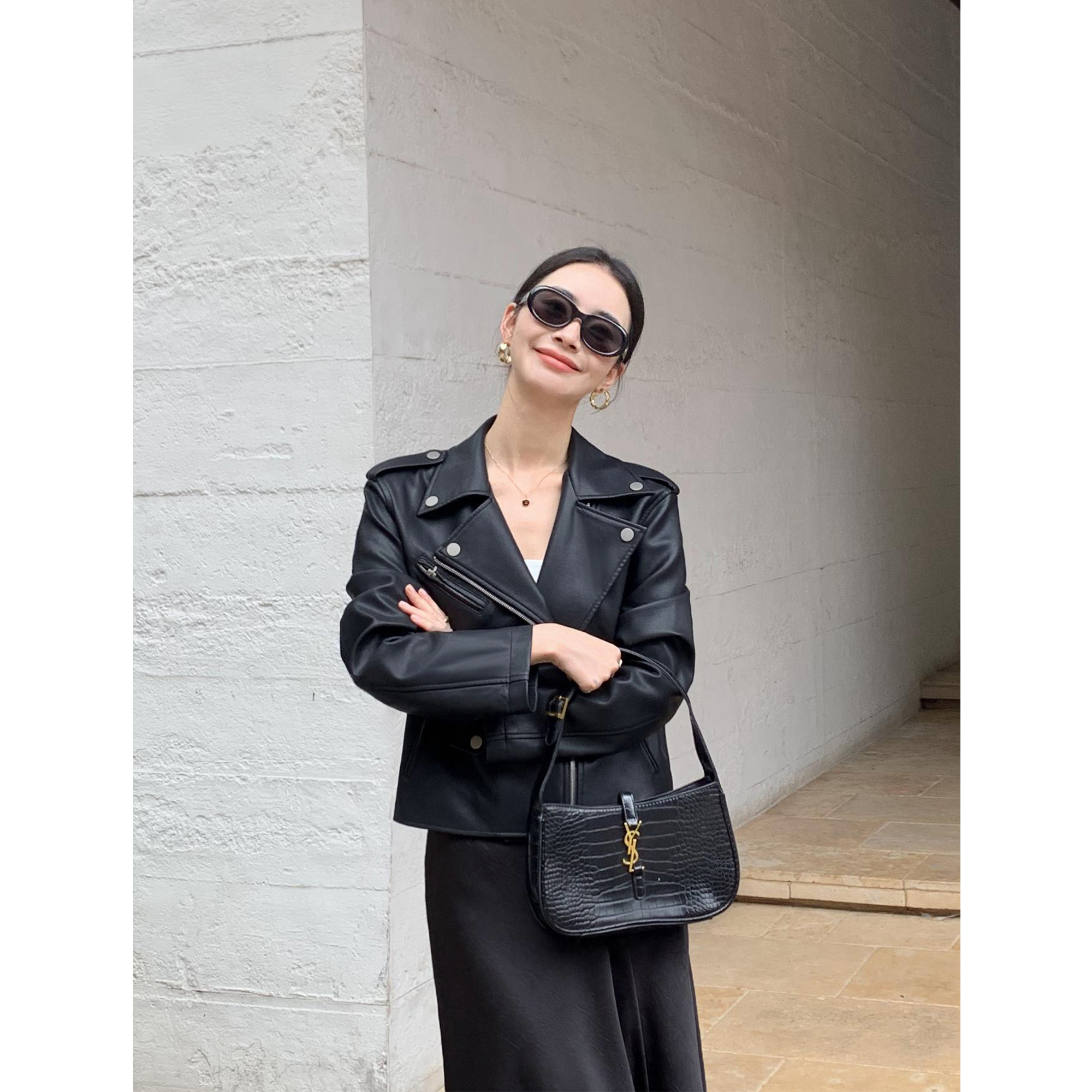 pusumede 【现货7折】黑色机车皮衣外套女复古高级宽松短款夹克,淘宝优惠券,粉丝福利购,淘宝优惠卷