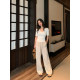 Pusumede Summer Breathing Elastic Waist Drawstring Pants Casual Pants ຂອງແມ່ຍິງ Loose Wide Leg Pants Temperament Linen Pants