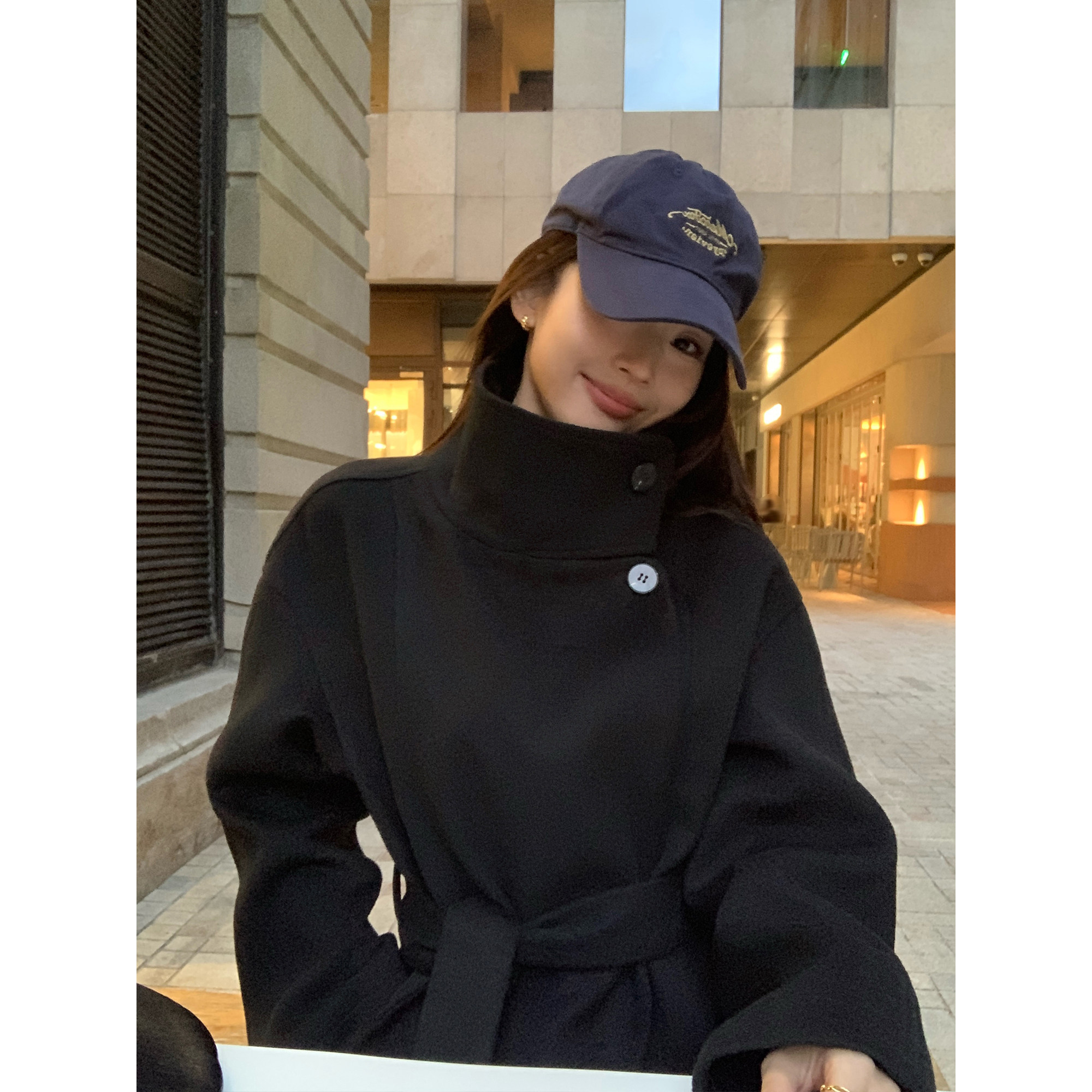 pusumede 韩女轮廓 重磅立领毛呢外套女气质保暖短款小个子大衣,淘宝优惠券,粉丝福利购,淘宝优惠卷