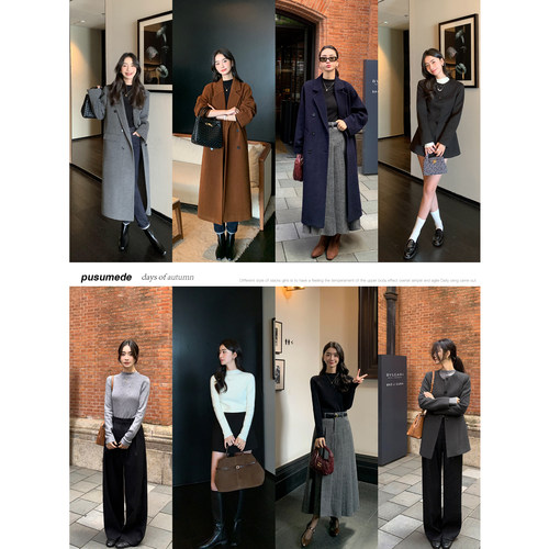 pusumede黑色半高领针织衫女秋冬基础百搭打底衫毛衣正肩长袖上衣 - 图2