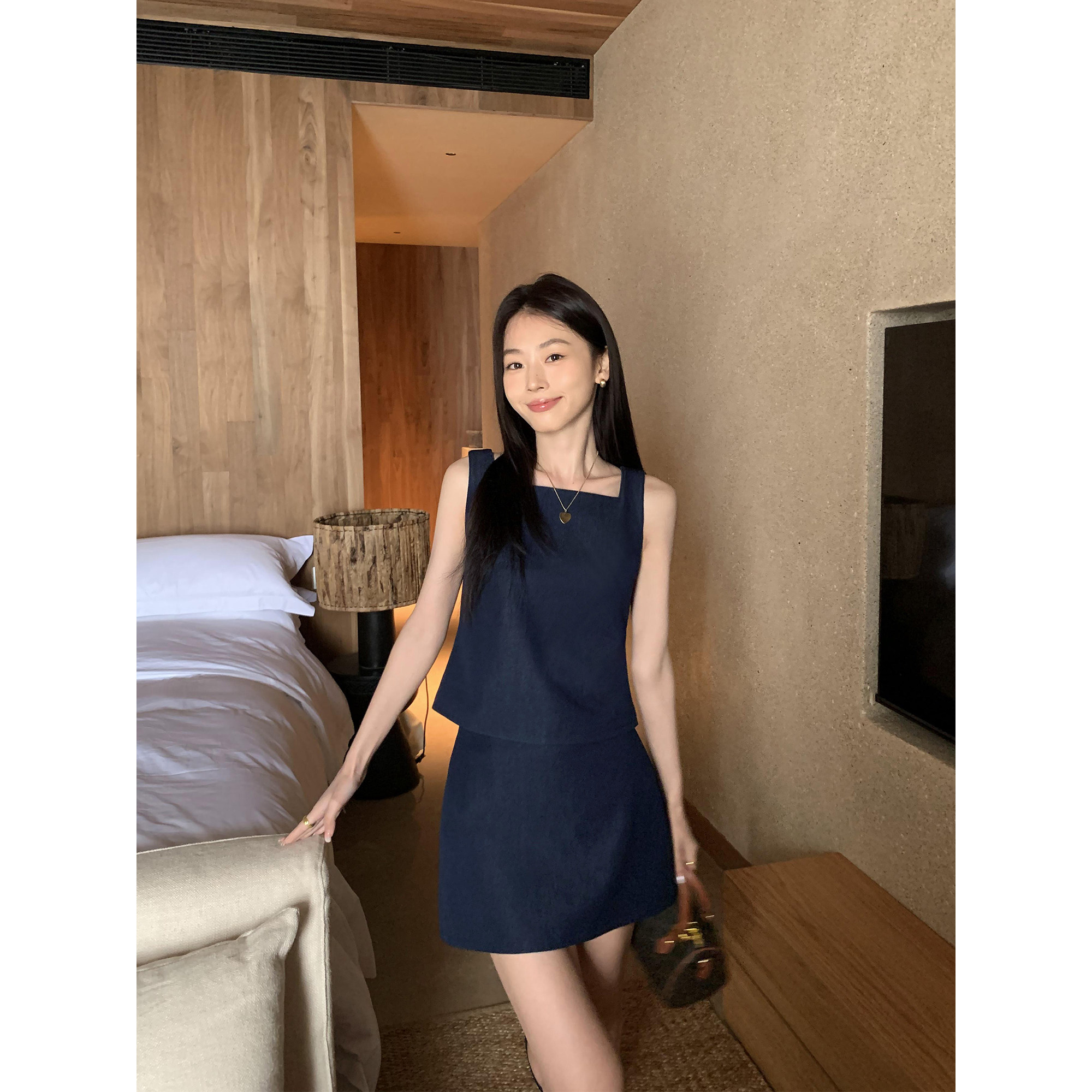 pusumede 复古气质吊带背心女外穿无袖上衣阔腿休闲裤/半身裙套装,淘宝优惠券,粉丝福利购,淘宝优惠卷