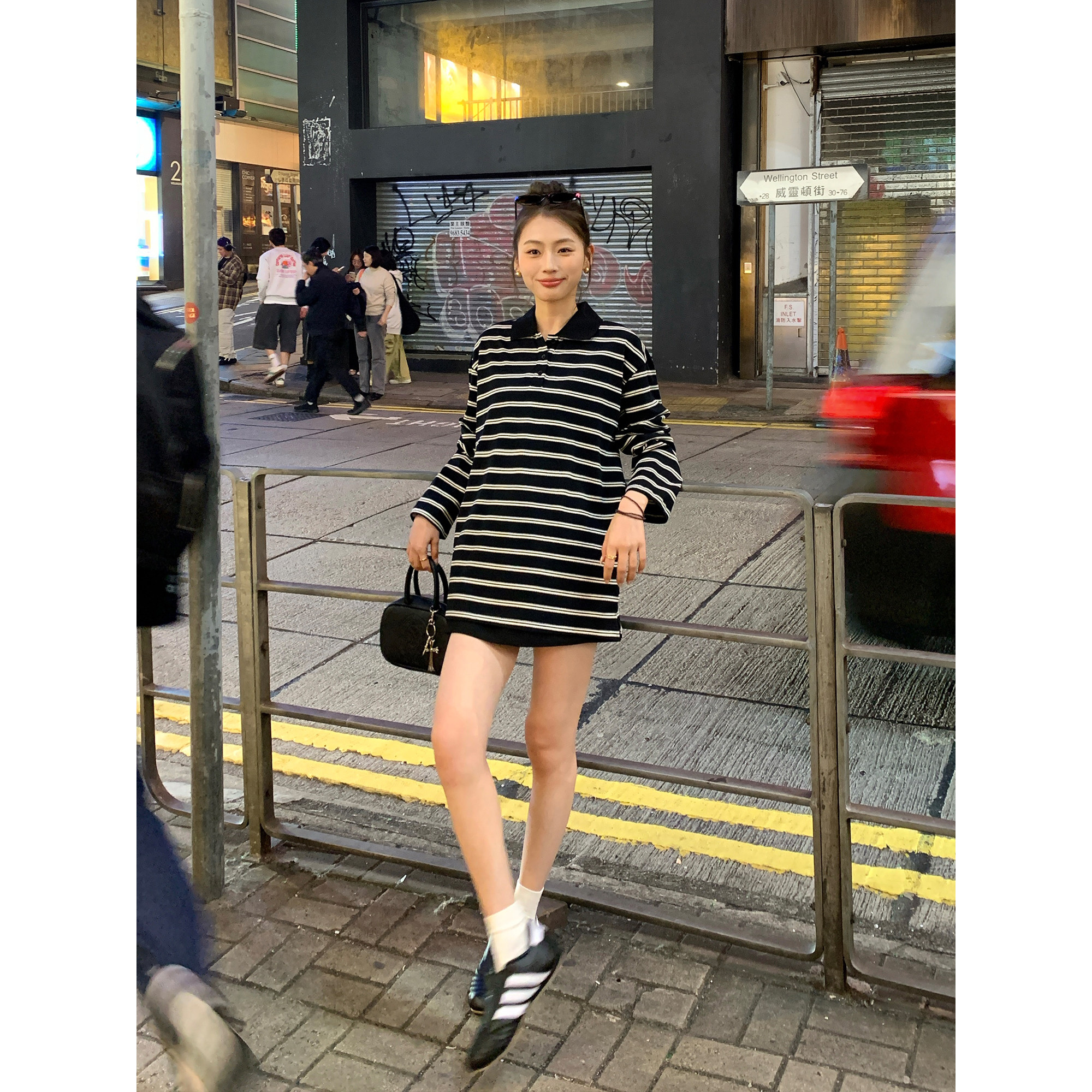 pusumede 条纹定律 polo衫长袖T恤女设计感大版宽松休闲慵懒上衣,淘宝优惠券,粉丝福利购,淘宝优惠卷