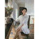 Early autumn French white dress long-sleeved shirt skirt