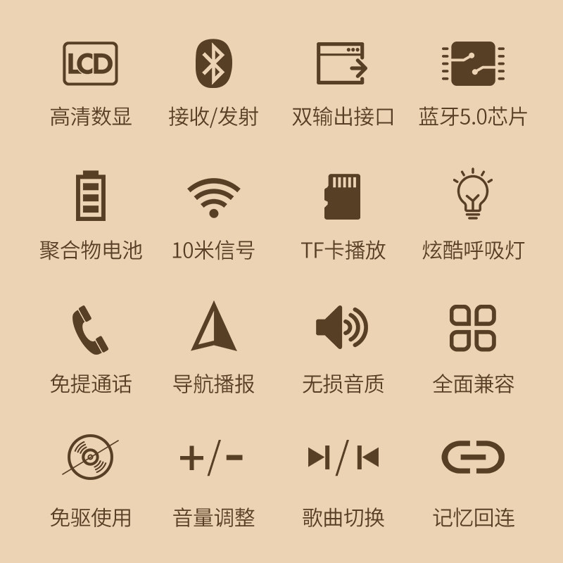 彩屏usb双输出蓝牙5.0 aux接收器 摩杰仕蓝牙耳机