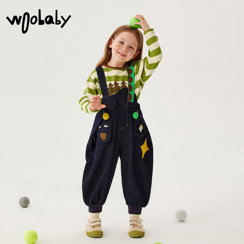 woobaby女童23年春季新款背带裤 woobaby裤子