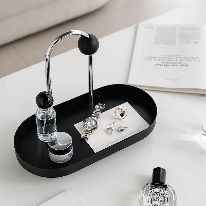 方寸时光北欧铁艺香薰托盘手提装饰盘卧室桌面黑白简约首饰收纳盘,淘宝优惠券,粉丝福利购,淘宝优惠卷