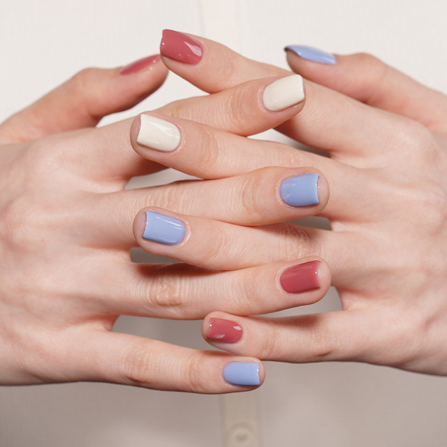 Unna college style manicure style 2024 new jumping color manicure suitable for summer fresh color matching