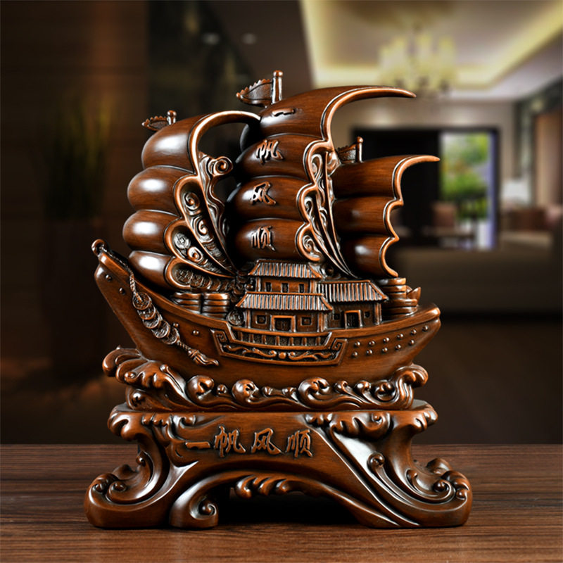 一帆风顺开业招财礼品家居电视帆船 茧曰工艺船