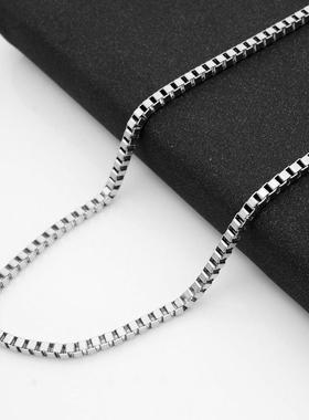 韩版S925银盒子链时尚百搭男生锁骨链经典潮男饰品项链定制
