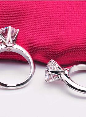 JZ017六爪仿真女款钻戒50分白金色结婚1克拉2克拉3克拉锆石戒定制